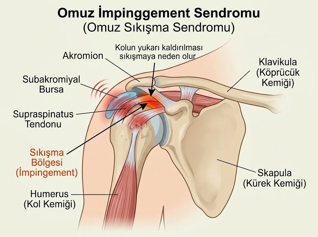 Omuz impingement sendromu: akromion altında supraspinatus tendonu ve subakromiyal bursanın sıkışması