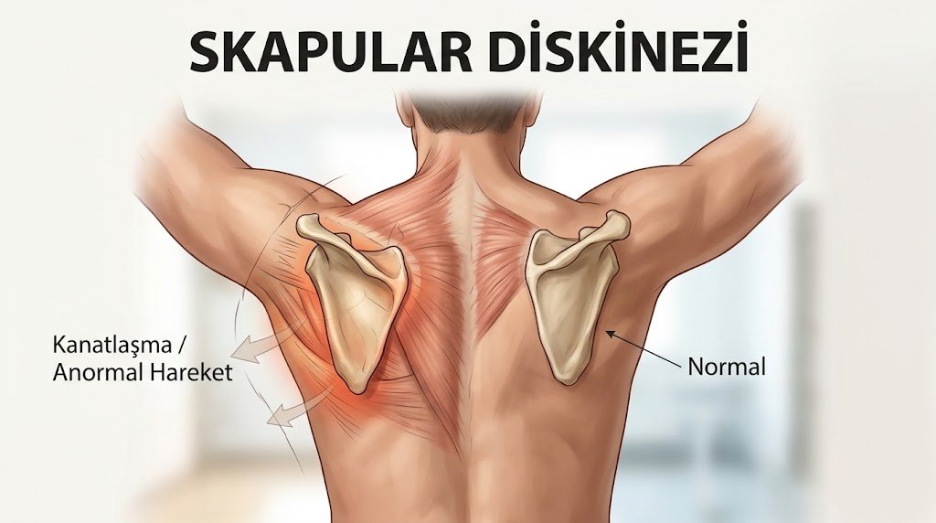 Skapular diskinezi: normal kürek kemiği ile kanatlaşma gösteren skapulanın karşılaştırması